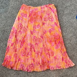 Ruby Rd. Pink & Orange Floral Pleated Midi Skirt 14P.  Pretty!